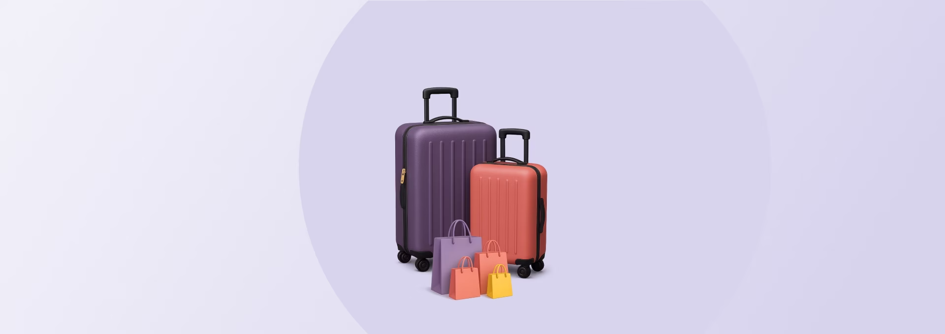 Dos maletas con varias bolsas de compras - ilustración de un préstamo personal sin garantía.